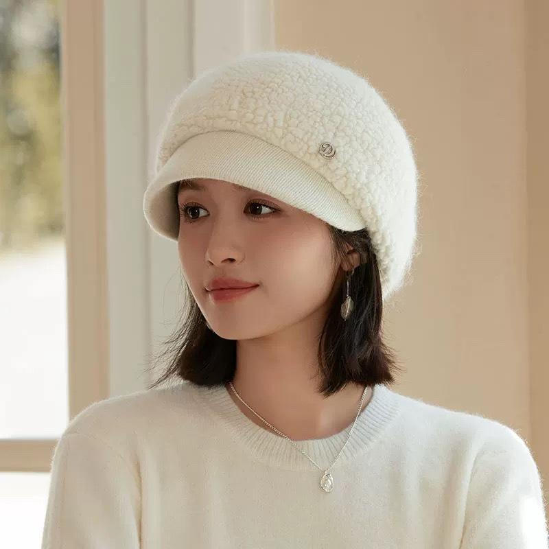 Jiayi Hat Women's Autumn Winter Duck Tongue Hat with Thick Velvet Warm Ear Protection Cycling Lamb Velvet Hat Women