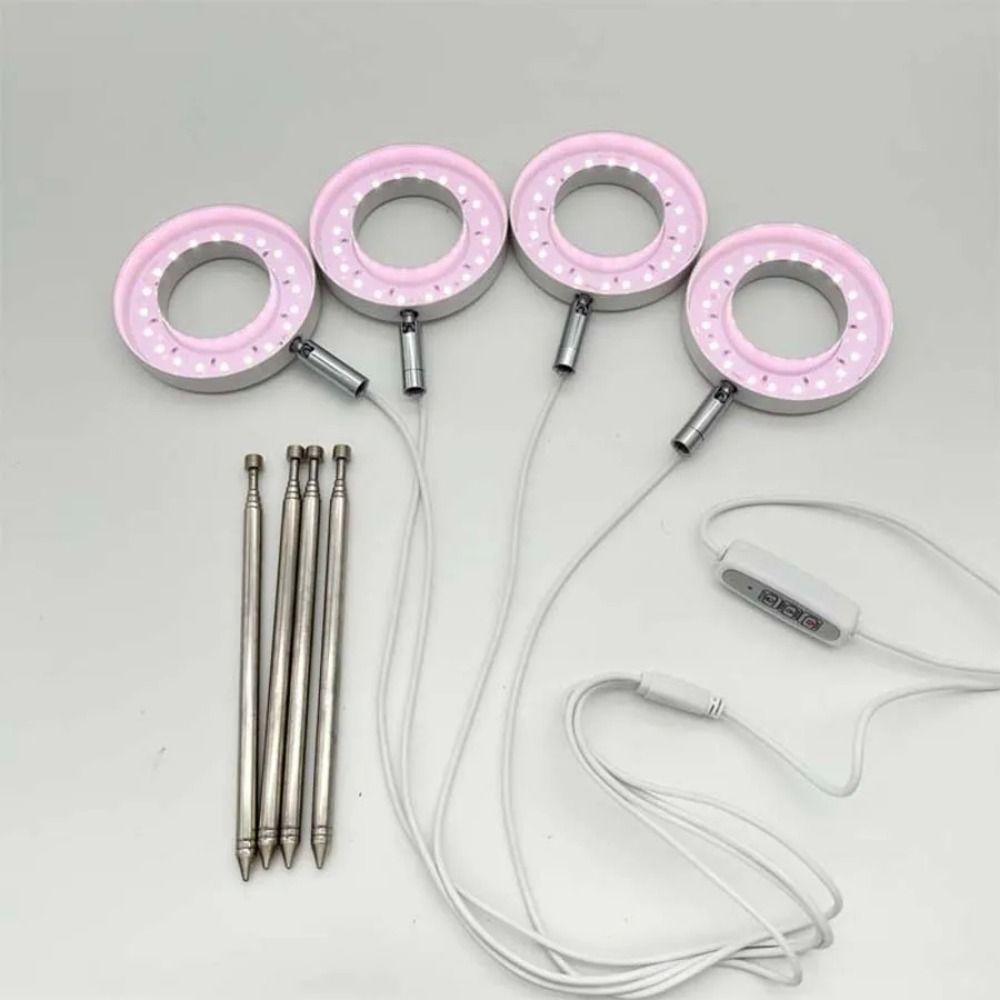 Höhenverstellbare LED Pflanzenwachstumslampe 1/2/3/4 Köpfe Decken-Wachstumsringlampe Sukkulente