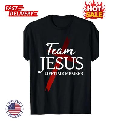 REBAJA Equipo Jesús Hecho en EE. UU. Dios Cristiano Fe Miembro Vitalicio Camiseta Inspirada