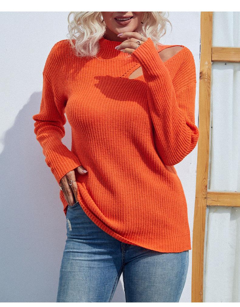 

Новый однотонный свитер с полуводолазкой и открытыми плечами, женский топ на осень и зиму S красный/оранжевый
