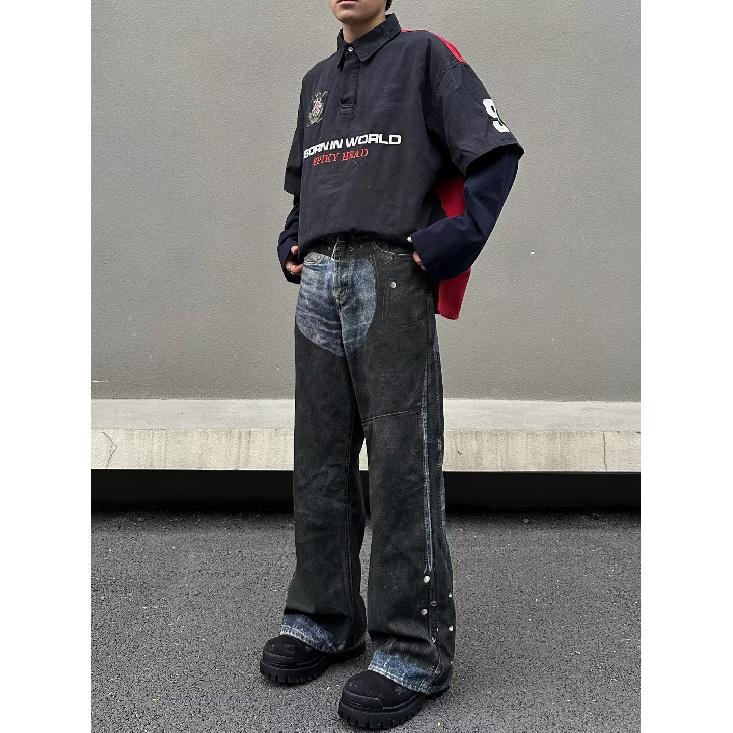 

Свободные повседневные брюки мужские корейские модные универсальные брюки широкие брюки длиной до пола 3XL чёрный