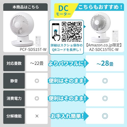Iris Ohyama Circulator Eye DC silent Silent up/down/left/right swing 20 tatami silent model DC motor PCF-SDS15T-W White