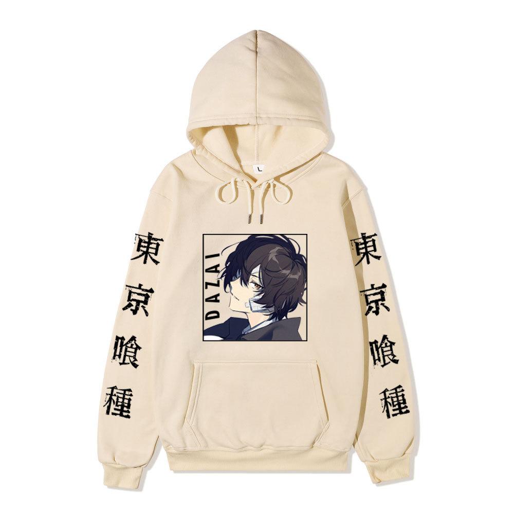 Bungo Stray Dogs Dazai Osamu Unisex Fleece Hoodie Autumn Winter Anime Character Tokyo Kanji Print Long Sleeve Pullover Sweatshirt