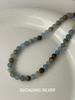 SuChuang Sterling Silver Aquamarine Beaded Necklace - Women's Simple & Versatile Design Choker.