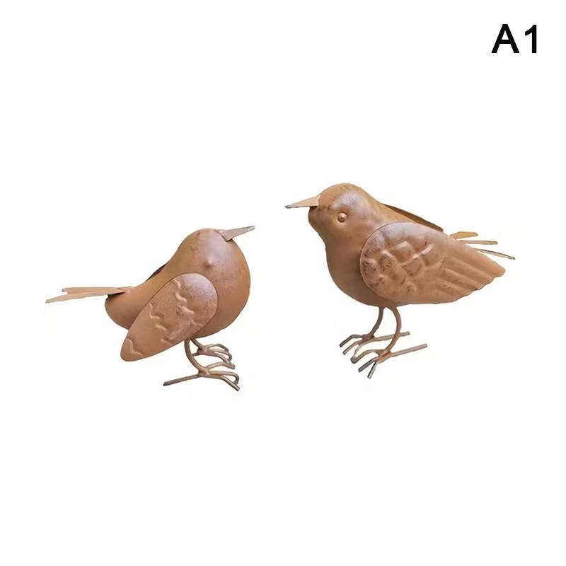 Vintage železná ptačí socha Ručně vyráběné zahradní dekorace s výraznýma očima Pro venkovní použití, terasu, trávník, vnitřní použití, Perfektní dárek