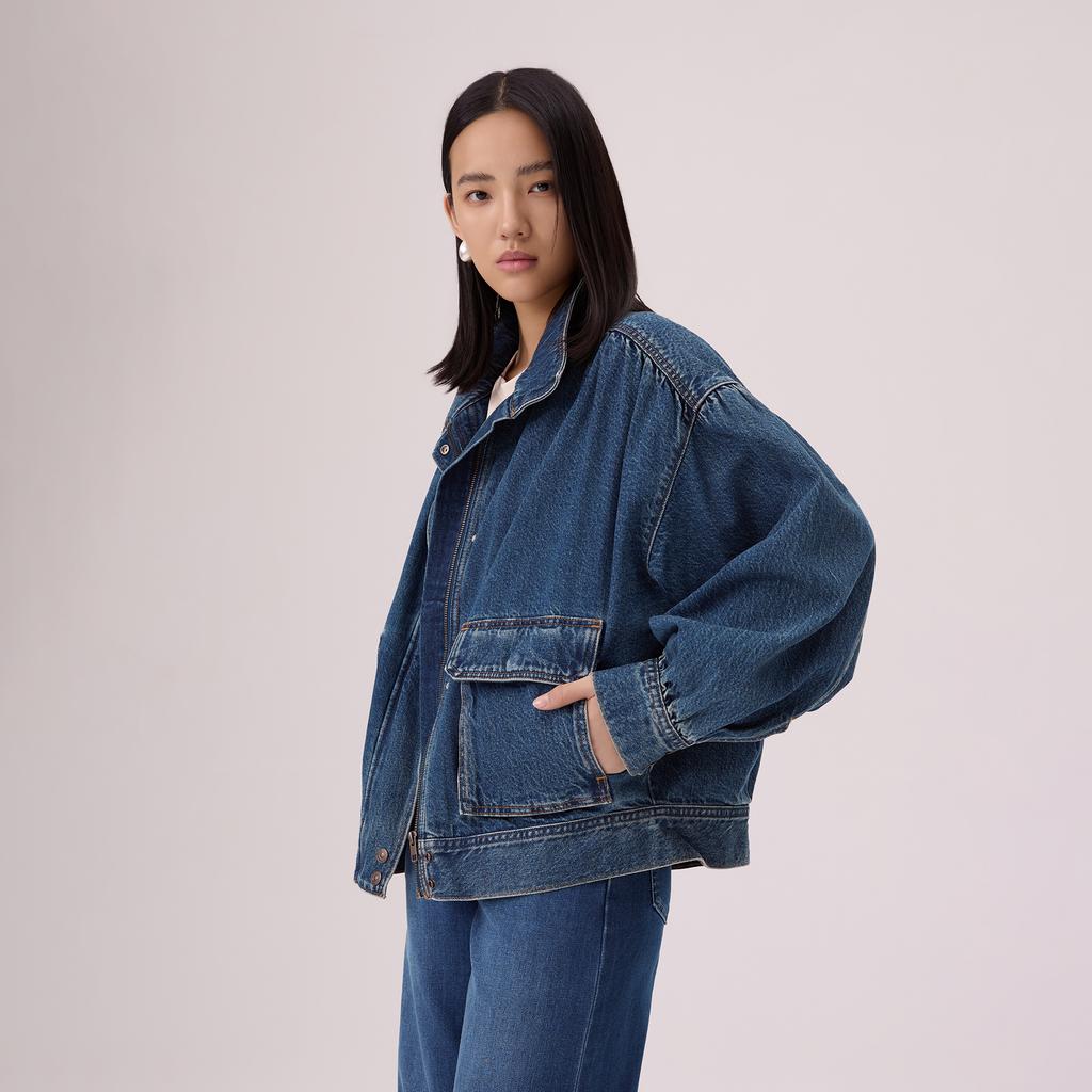 Levis Relaxed Versatile Lantern Sleeve Denim Jacket Women jackets 005NQ-0001
