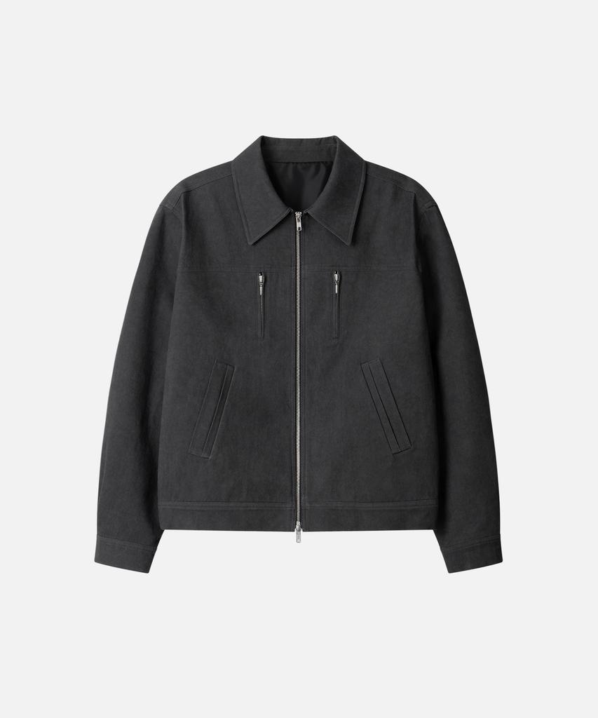 Draw Fit Fade-Dyed Cotton Blouson Jacket [Charcoal]