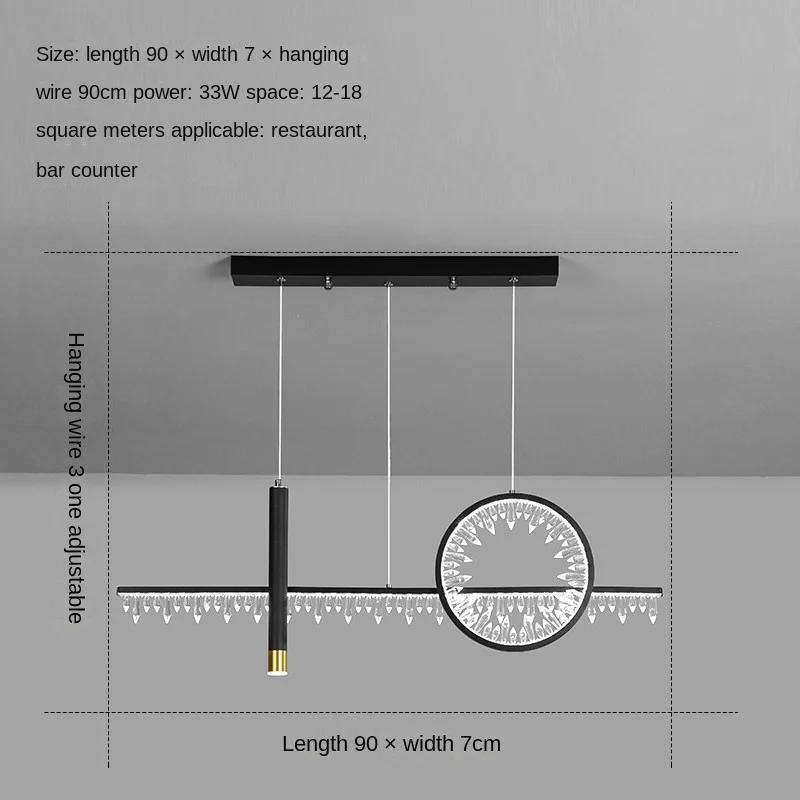 

Современные светодиодные подвесные светильники Nordic Crystal для столовой, кухни, гостиной, спальни, круглое кольцо, длинная полоса освещения, люстра Warm White чёрный