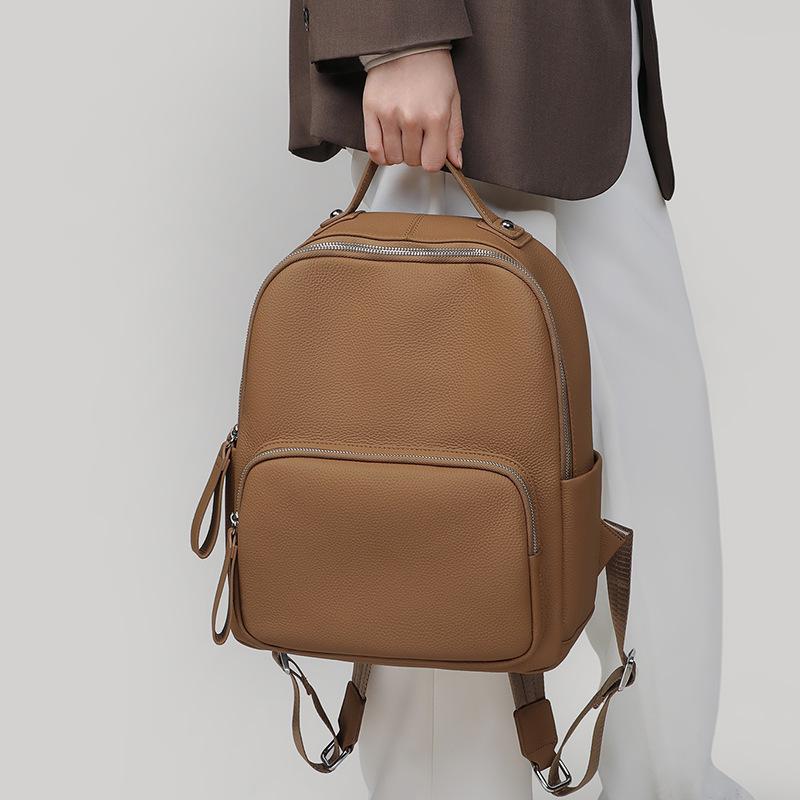 Schoolbag Backpack Female College Students Fashion Large Capacity High School Rawhide Backpack