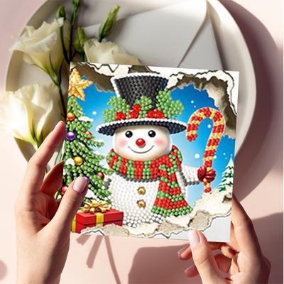 12PCS DIY Diamond Painting Greeting Card Set Xmas Designs Rhinestone Diamond Art Mosaic Postcards for Festivals and Celebrations
