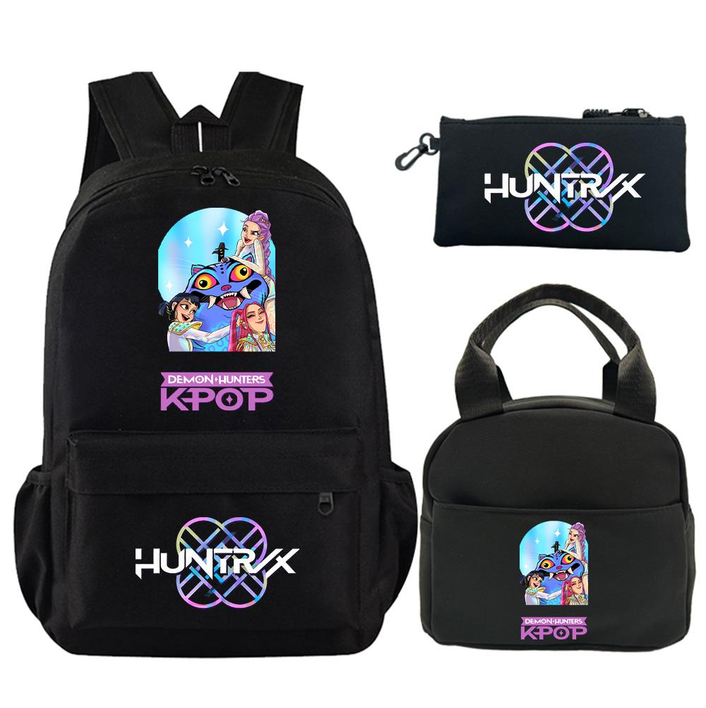3Pcs/set Anime Demon Hunters Printed Backpack with Shoulder Bag Pencil Case for Student Boy Girl Schoolbag Large Capacity Waterproof Bookbag