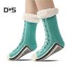 1 Pair Winter Socks Shoes Pattern Plush-lined Warmth Retention Christmas High-tube Socks Leg Warmer Fall Winter Floor Socks Holiday Gift
