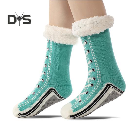 1 Paar Wintersocken, Schuhe, Muster, Plüschfutter, Wärmespeicherung, Weihnachtssocken mit hohem Schlauch, Beinwärmer, Herbst-Winter-Bodensocken, Weihnachtsgeschenk