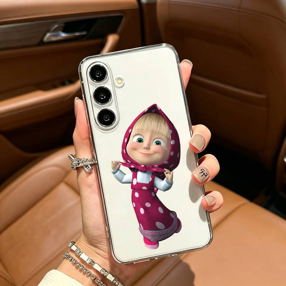 CUTE GIRL Masha and the Bear Phone Case For Samsung Galaxy A71,A70,A52,A51,A40,A30 Transparent Cover