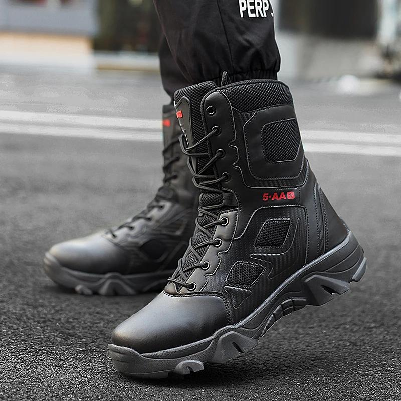 New Men Tactical Boots Winter Combat Ankle Anti-Slip Work Safety Shoes Special Force Army Boots Male Waterproof Motorcycle Shoe
