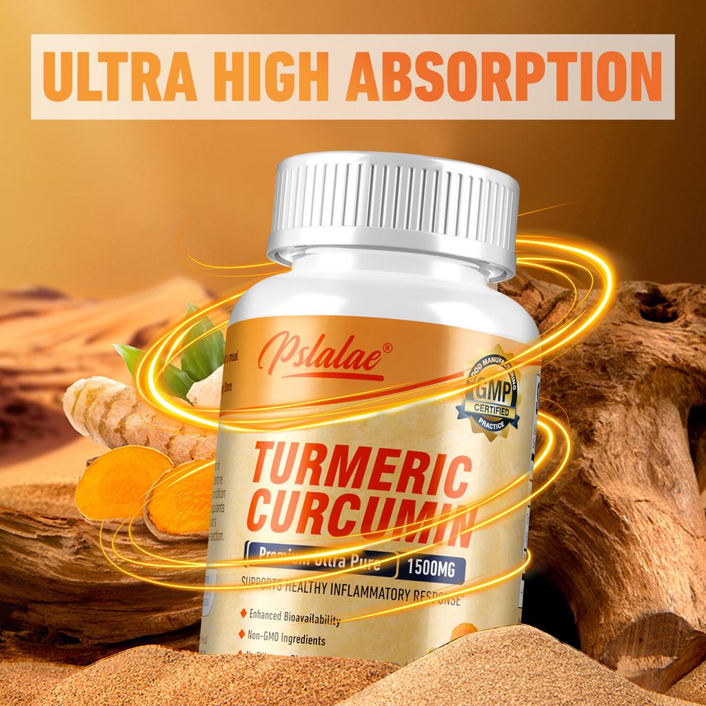 Pslalae Premium Ultra-Pure Curcumin Capsules, 1500mg, Enhanced with Black Pepper Fruit Extract, Joint Support, Suitable for Men and Women