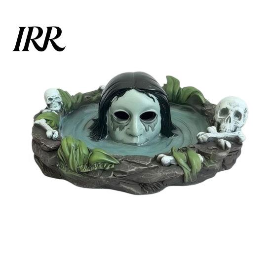 Durable Resin Ashtray Halloween Scary Ghost Ashtray, Spooky Water Skull Haunted House Decor Ash Tray for Living Room, Home Office Desk