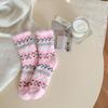 Autumn and winter new Fair Island coral fleece socks female cartoon cute medium tube socks home thickened warm sleep socks