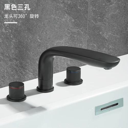 Luxury Bathroom Faucet Cold and Hot Water Tap Brushed Gold Split Three Hole Basin Faucet Solid Brass Washbasin Water Mixer