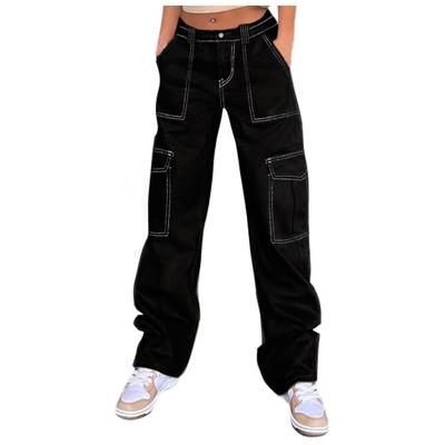 (SU)Dam Loose Cargo Byxor Hip Hop Sport Byxor Loose Wide Leg Casual Byxor