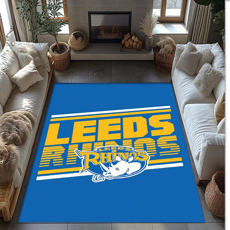 Leeds Rhinos Crystal Velvet Carpet Soft Anti?Slip Floor Mat Comfortable Home Living Room Bedroom Decor Rug