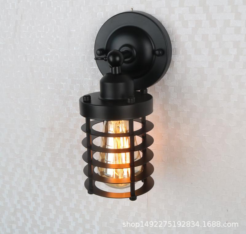 American Simple Loft Wall Light Country Industrial Retro Indoor Wall Lamp For Bedroom Living Room Bar Aisle Wrought Iron Sconce