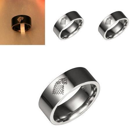 Exquisite Stainless Steel Ring Featuring The Iconic House Stark Ice Wolf Design