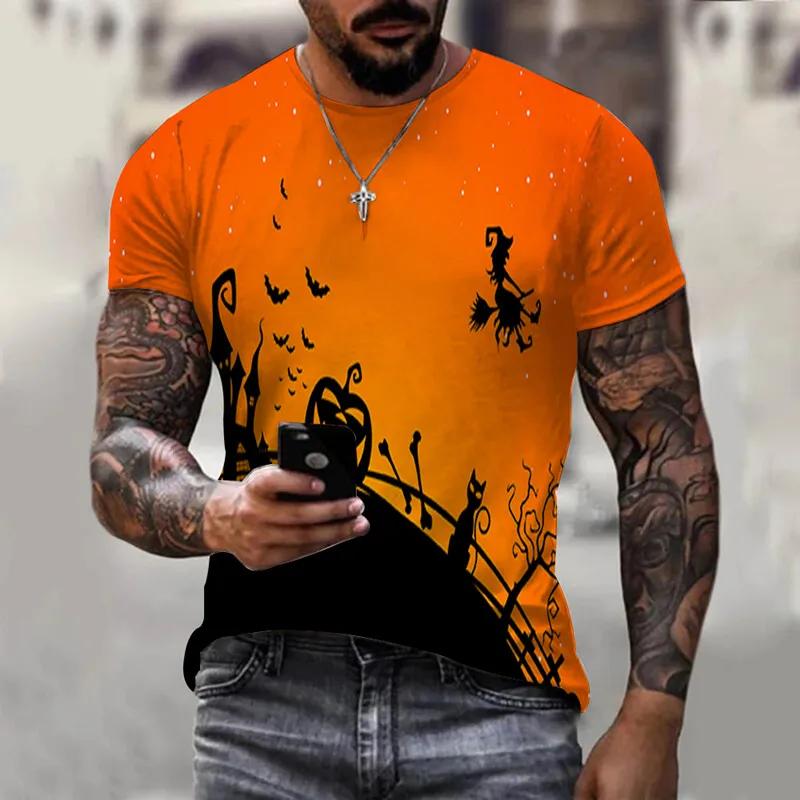 Fashion Terror Funny Pumpkin Shape 3D Printed Graphic T Shirts For Men Halloween Festival Casual Personality Round Neck Tees Tops