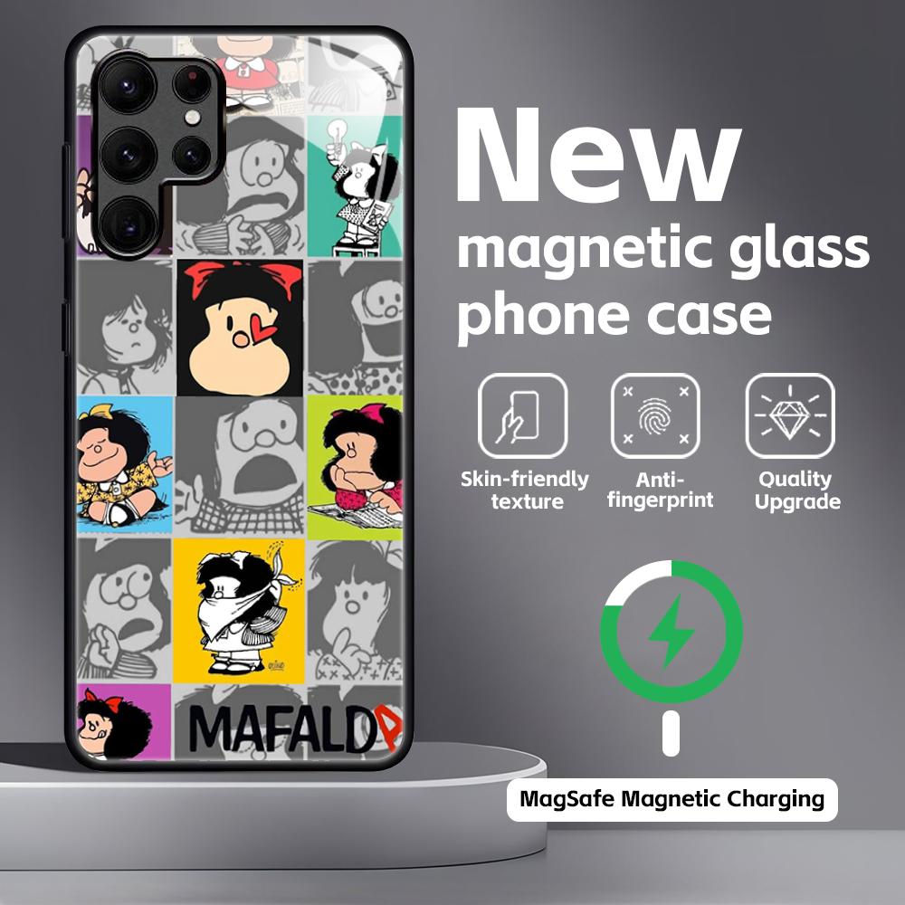 MafaldaS anime siliconeS Phone Case For Samsung S25 S24 S23 S22 S21 S20 Plus Ultra Note20 Glass Magnetic Case