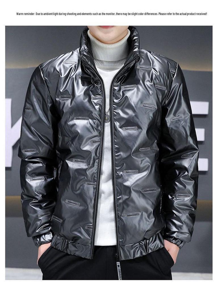 Men's 2023 Korean Style Shiny Winter Jacket - Thick, Warm, Trendy Cotton Coat