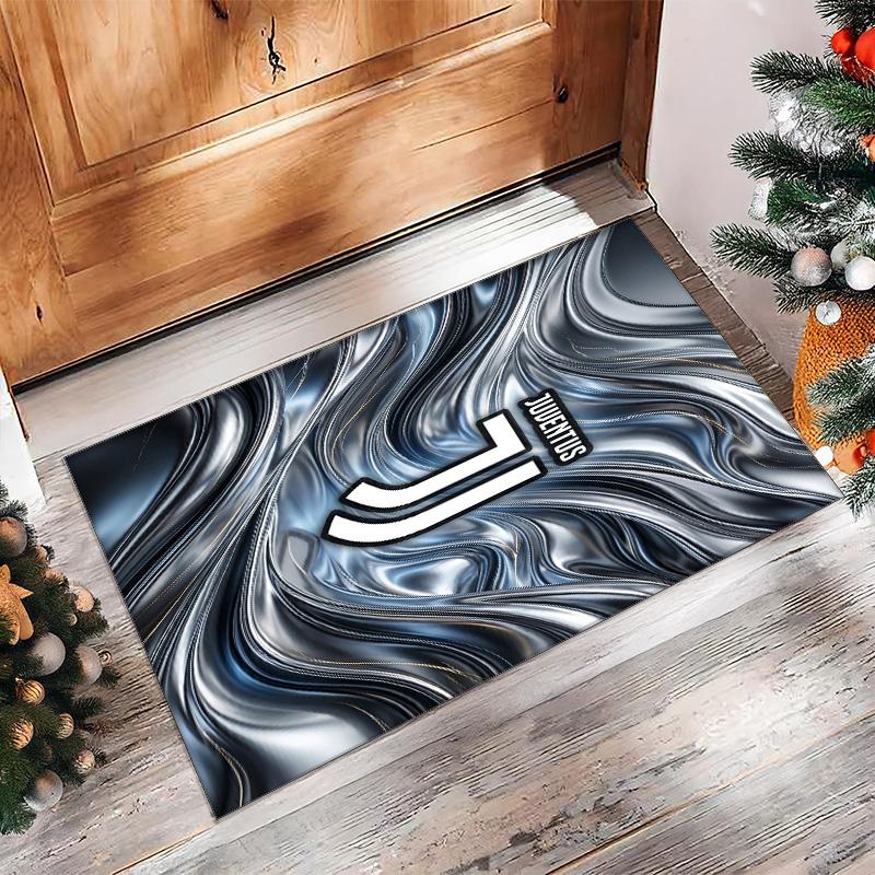 Juventus FC bedruckter Flanell-Teppich rutschfest weicher Polyester-Bodenbelag Indoor-Dekormatte für Schlafzimmer Wohnzimmer Sofa
