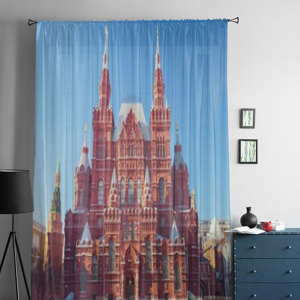 Transparente Chiffon-Vorhänge „The State Historical Museum On Red Square“ für Wohnzimmer, Schlafzimmer, Dekoration, Fenster, Voiles, Tüll-Vorhang