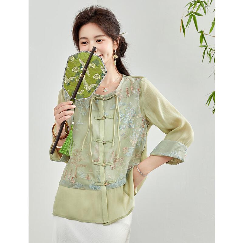 ORIGIN Women s New Chinese Style Printed Cardigan M