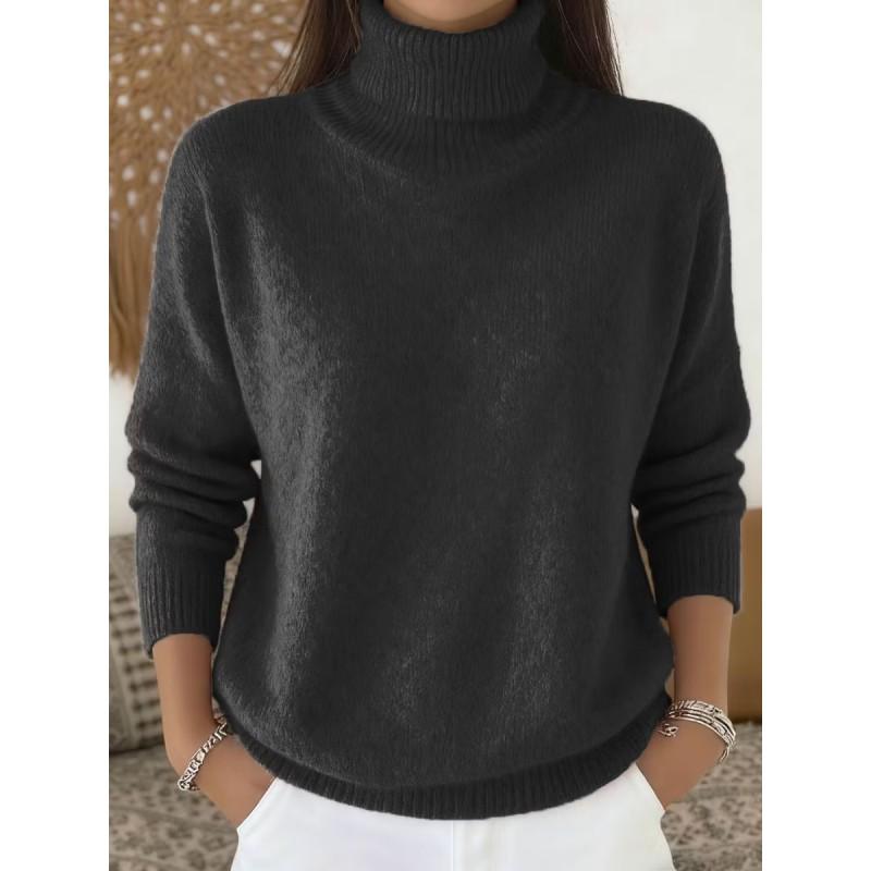 Womens Solid Color High Neck Knit Sweater Fall Winter 2026 Casual Elegant Pullover Lightweight Warm