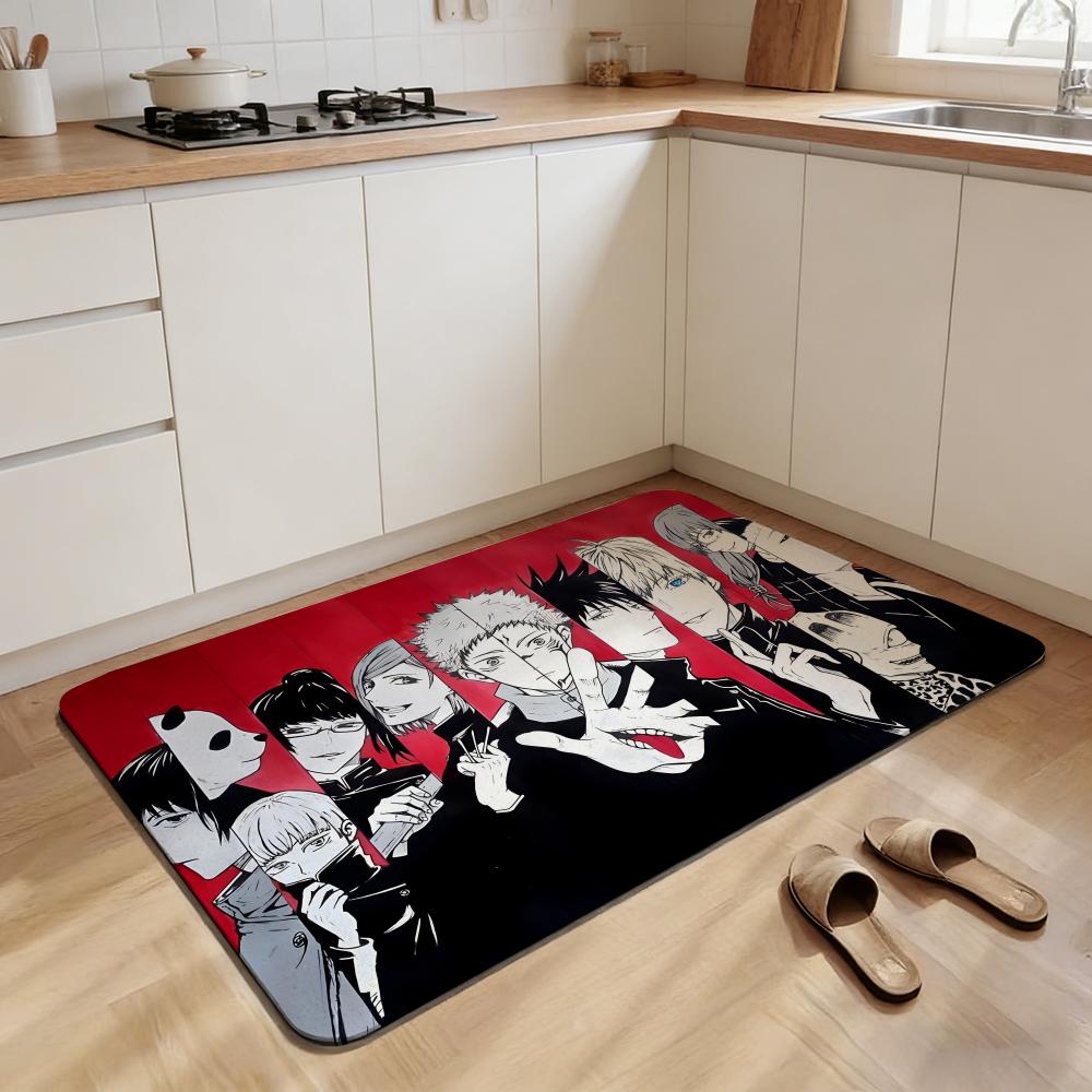 Cartoon Jujutsu Kaisen Floor Mat Non-slip Quick-dry Diatomaceous Earth Bath Mat, Absorbent Doormat