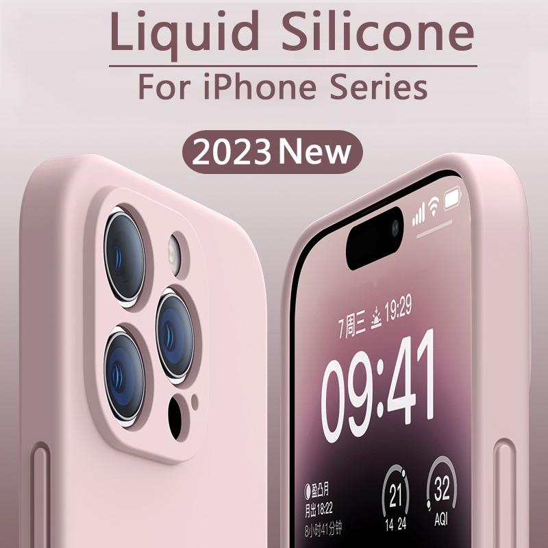 

Модный жидкий силиконовый чехол для IPhone 15 14 13 12 11 Pro Max Plus Mini XS Max, чехол для объектива камеры, мягкий противоударный защитный чехол-бампер