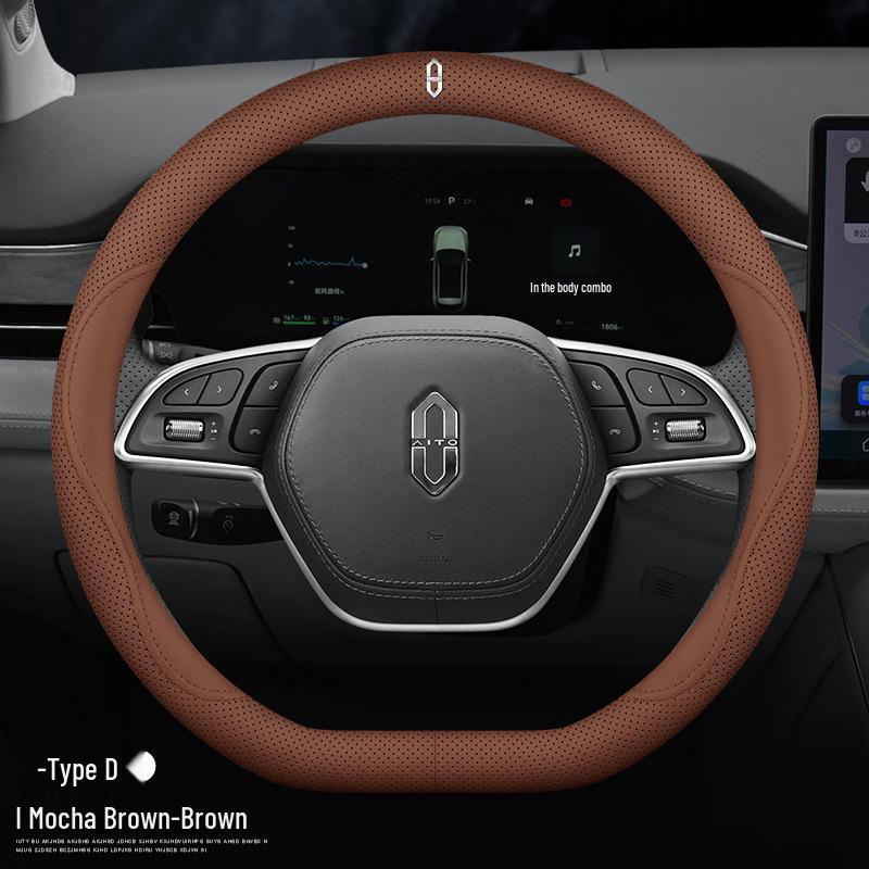 

Universal All-Season Genuine Leather Steering Wheel Cover for AITO Wenjie M5/M7/M8/M9 38cm Diameter