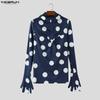 INCERUN Men High Neck Gloves Long Sleeve Polka Dots Twisted Hooded Party Club T-shirts