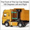 1:50 Extended Trailer Dump Truck Toy Models Alloy Diecast Sanitation Sweeping Trucks Sound Light Door Opened Pull Back Boy Gifts