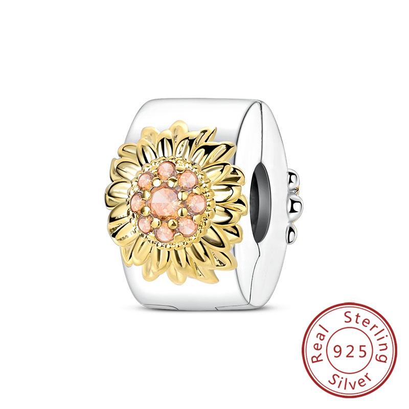 Original Charms Beads Copper Golden Bow Leopard Cat Dog Sunflower Beads Fit Pendant Bracelet Women Jewelry Gift