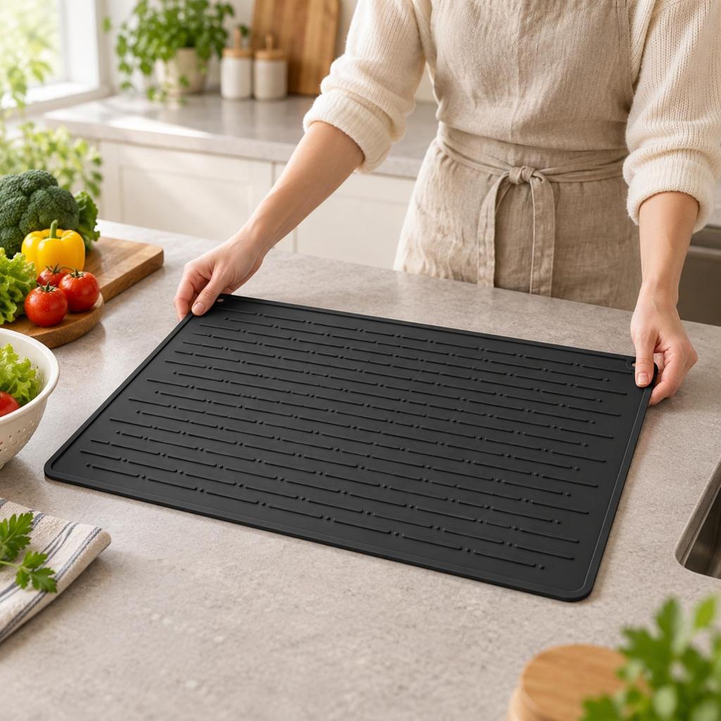 Food-Grade Silicone Kitchen Mat Perforated Induction Cooktop Cover Wipe-Clean