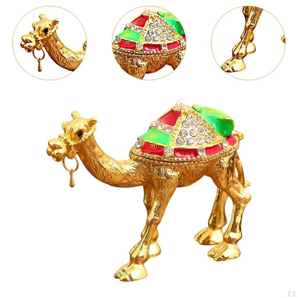 Camel Figurine Jewelry Box Trinket Alloy Case Organizer Treasure for Desktop
