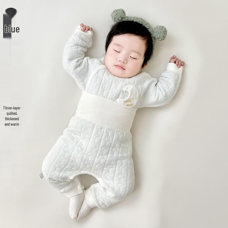 Jingqi Kids Quilted Cotton Warm Two-Piece Set for Boys and Girls - Autumn/Winter Underwear and Pants