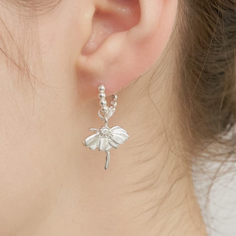 UNI.J [Cotidiano]Dots Signature Flower Silver Earring Ie407