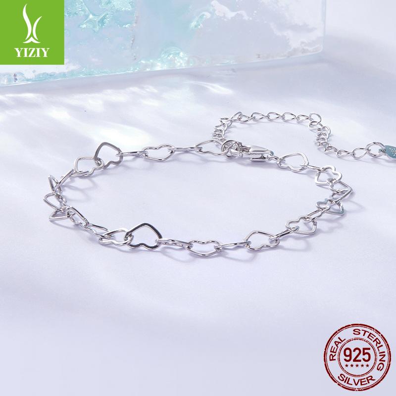 Simple Love Splicing Plain Silver Bracelet Men And Women Versatile Fashion S925 Sterling Silver Bracelet Jewelry