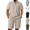 Men's Small Checkered Lapel Polo Shirt Short-sleeved Shorts Casual Sports Suit
