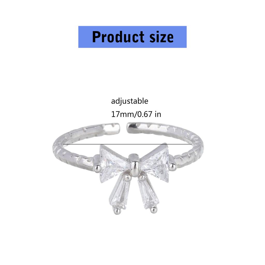 Elegant White Bowknot Rings Open Rings for Women and Girls Adjustable Zircon Jewelry Perfect for Parties and Dates