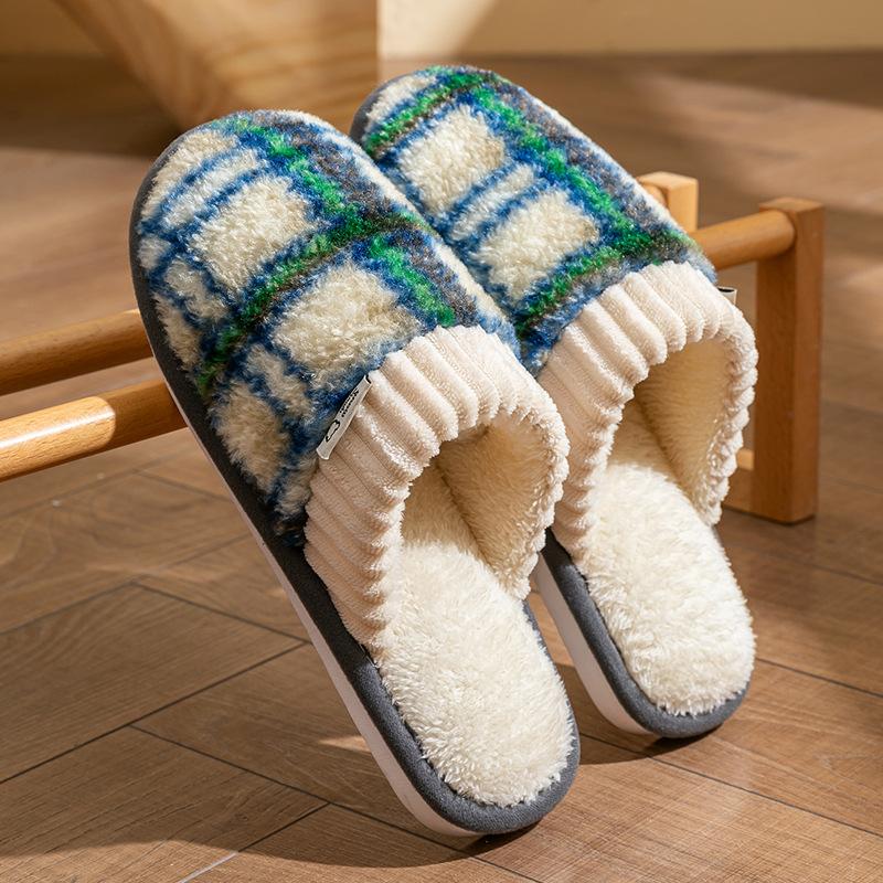Cotton Slippers for Home Use Spring and Autumn Indoor Warm and Non-slip Cixi Couple Plush