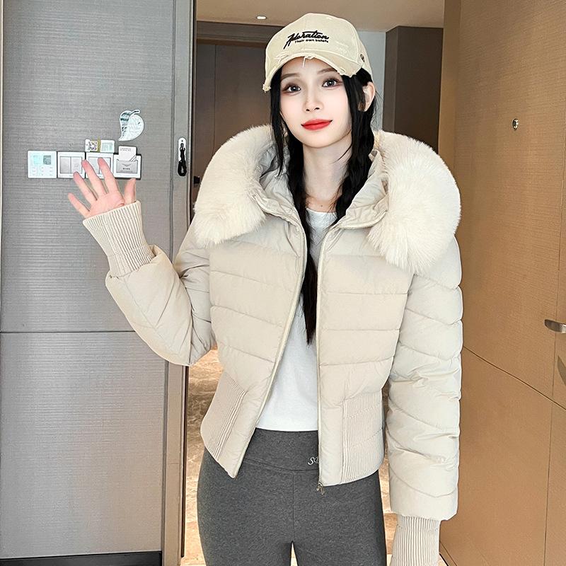 High-waisted Spice Girl Slim-fit Short Jacket Removal Hat Warm Cotton Clothing Hooded Fashion Versatile Casual Clothing Jacket