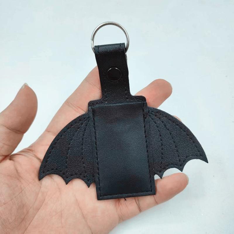 Bat Lipstick Lip Gloss Bag Keychain Holder PU Chapstick Pouch Key Ring Portable Lip Balm Bottle Packaging Cover Key Chain